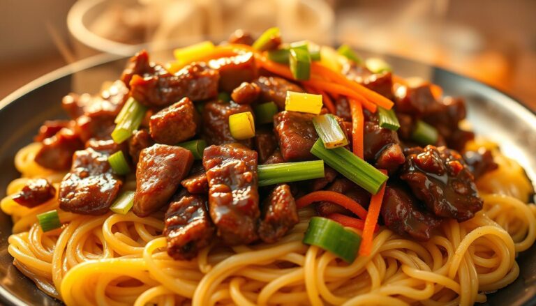 mongolian beef and noodles
